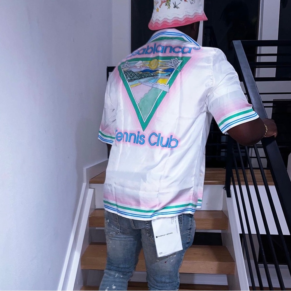 calabasas satin men shirt tennis club shirt